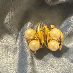 Napier Screwback Faux Pearl Gold tone earrings